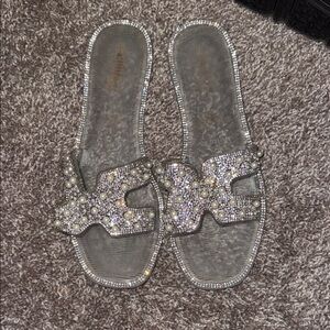 Elegant Silver Embellished Sandals